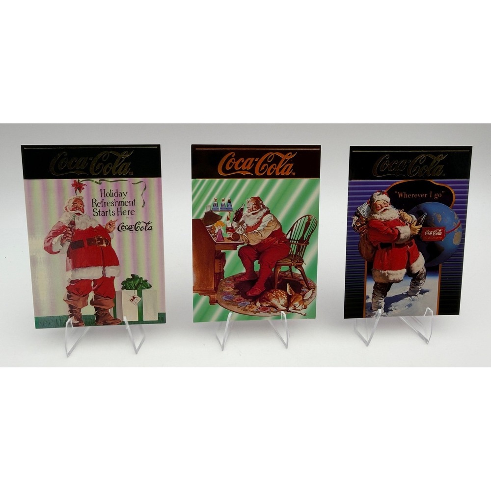 Coca-Cola Series 4 North Pole Santa Trading Cards Lot of 3 Haddon Sundblom SC621